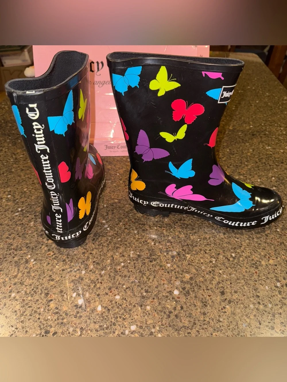 NEW JUICY COUTURE Colorful Butterfly Rain boots - Size 9